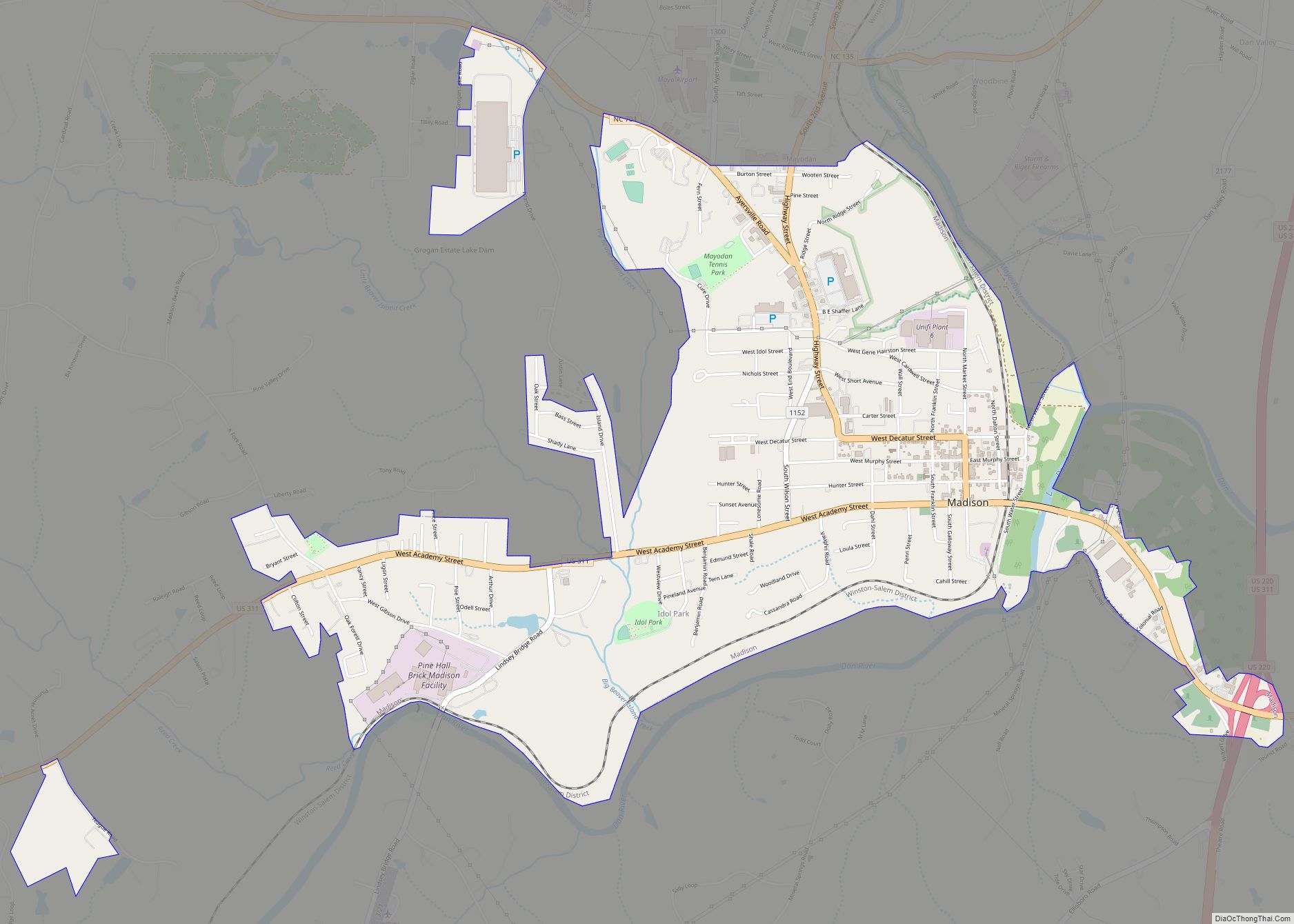 Map of Madison town, North Carolina