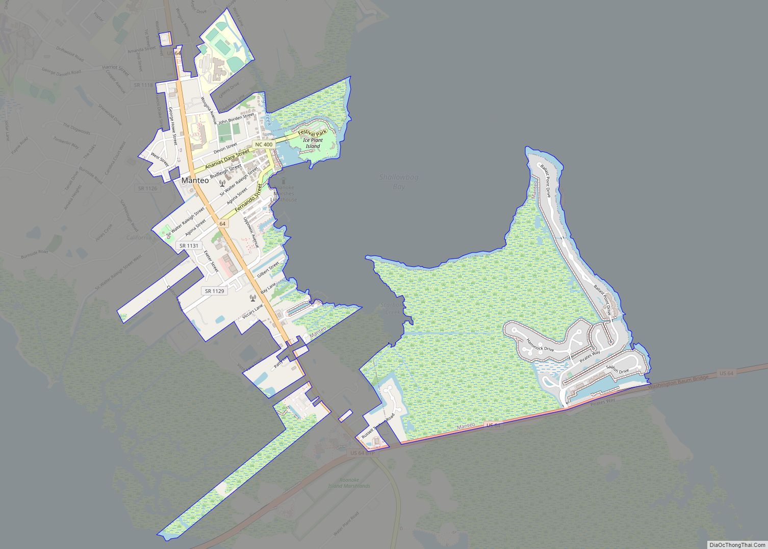 Map of Manteo town