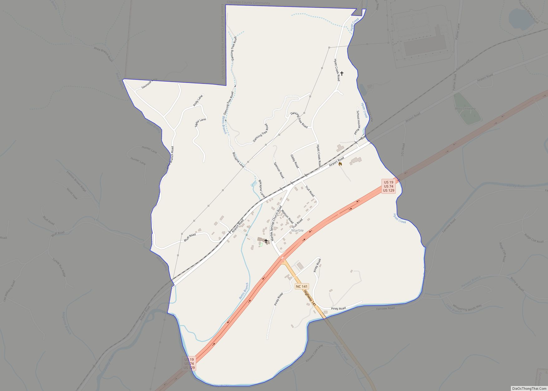 Map of Marble CDP, North Carolina