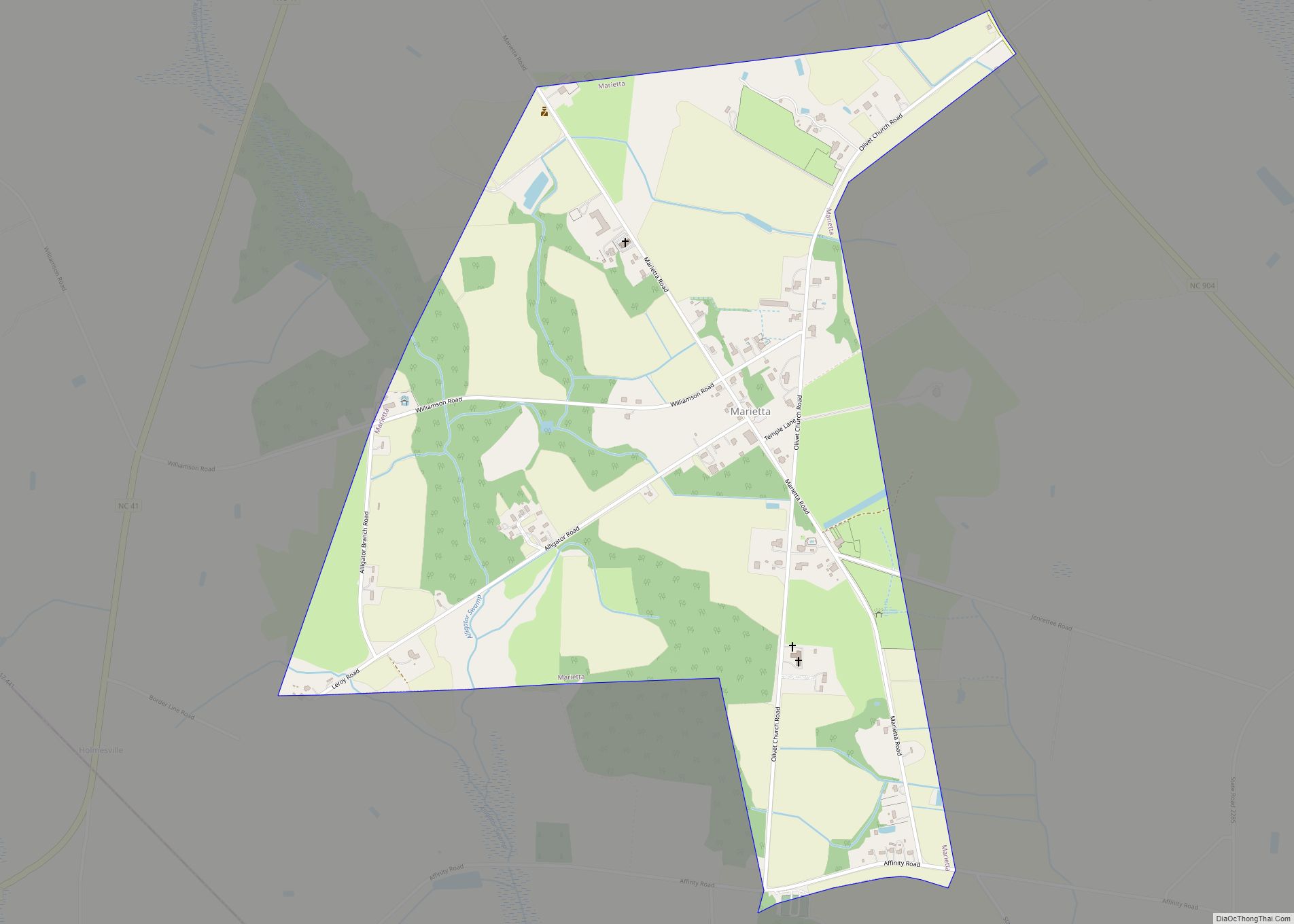 Map of Marietta town, North Carolina