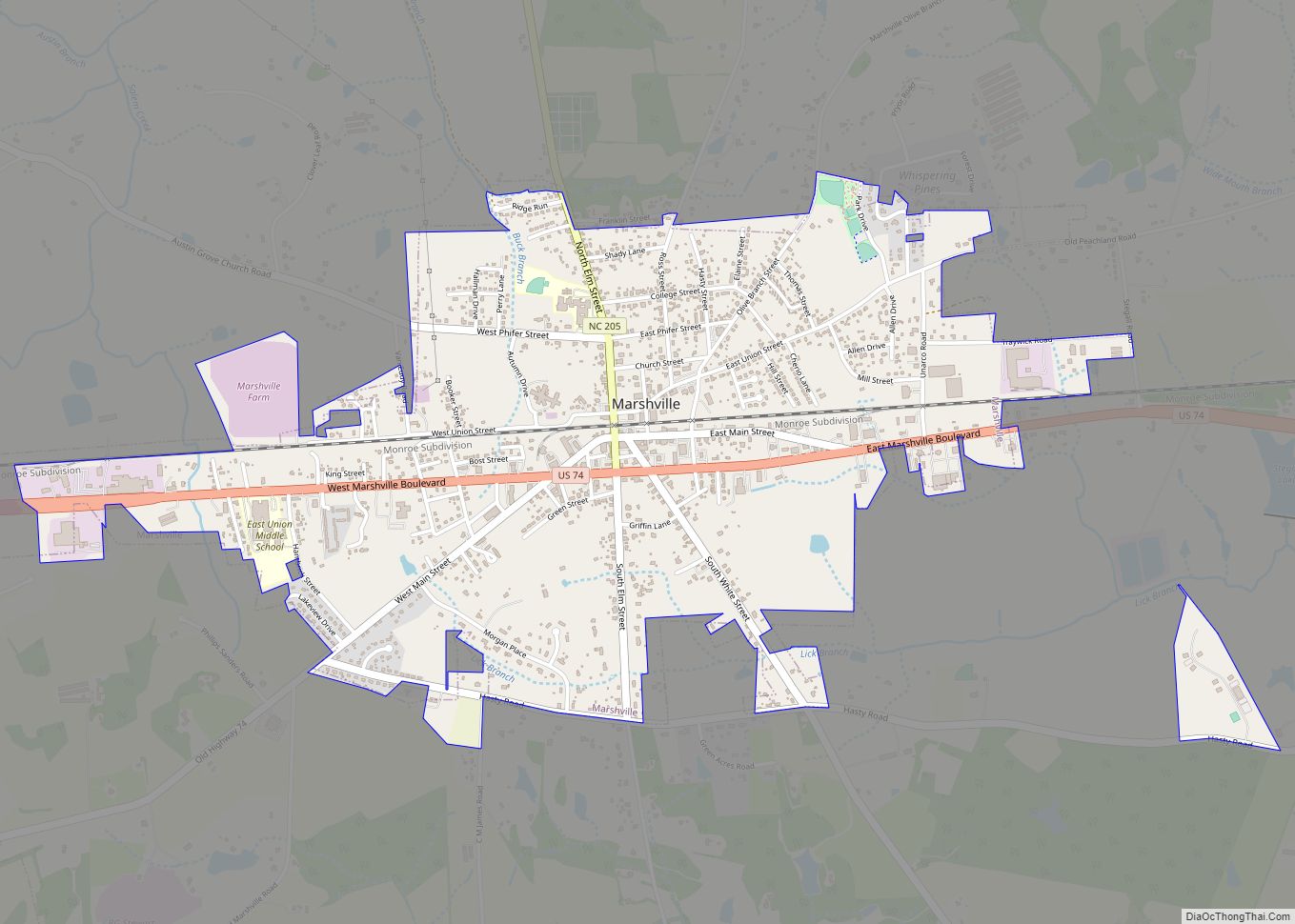 Map of Marshville town