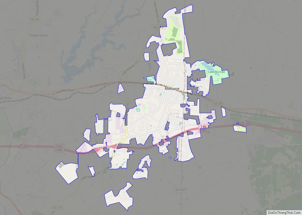 Map of Mebane city