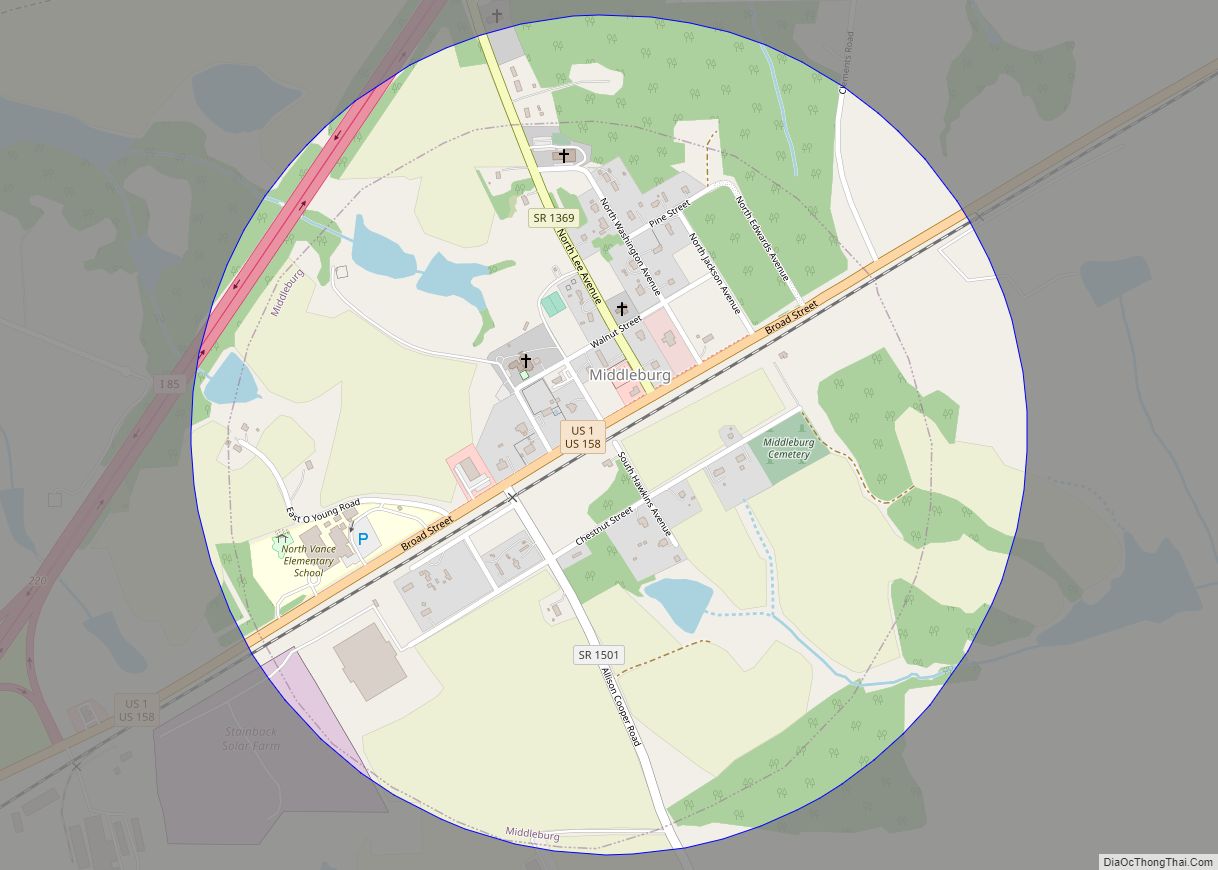 Map of Middleburg town, North Carolina