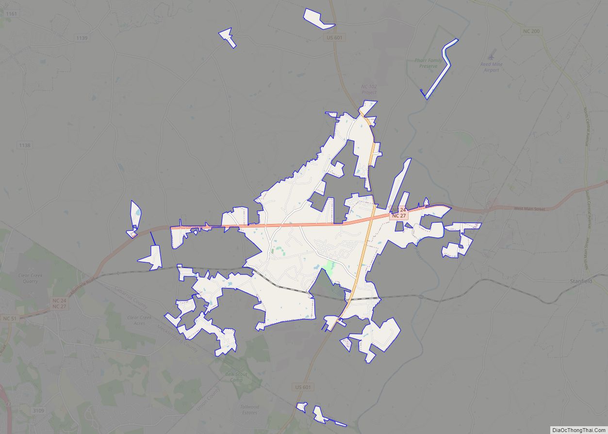 Map of Midland town, North Carolina