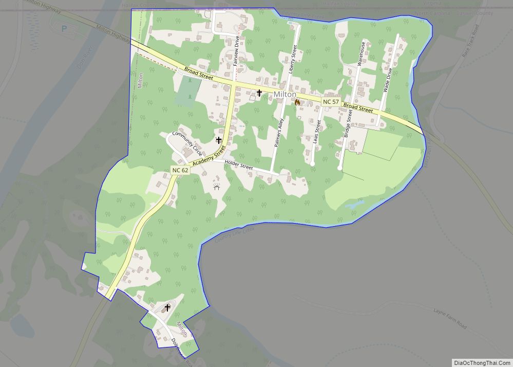 Map of Milton town, North Carolina