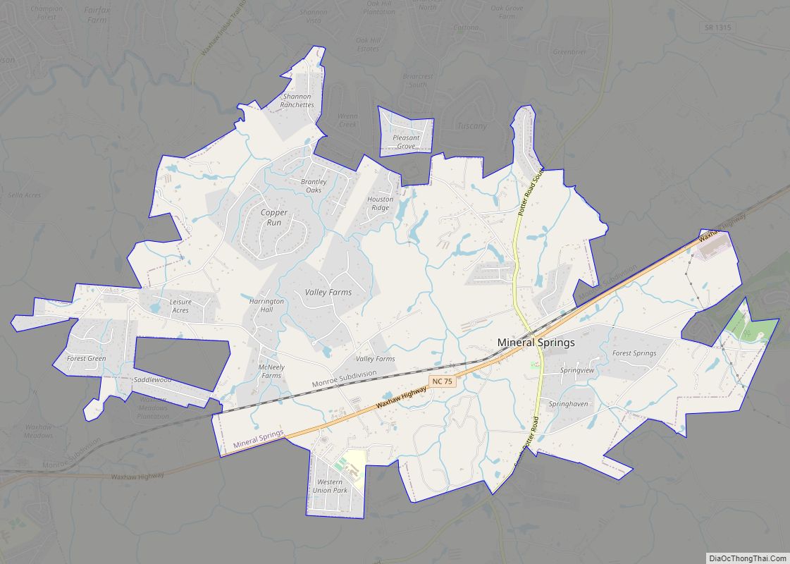 Map of Mineral Springs town, North Carolina