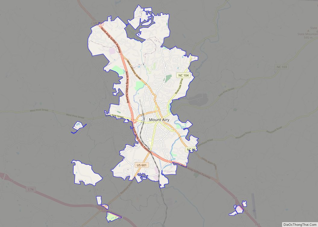 Map of Mount Airy city, North Carolina