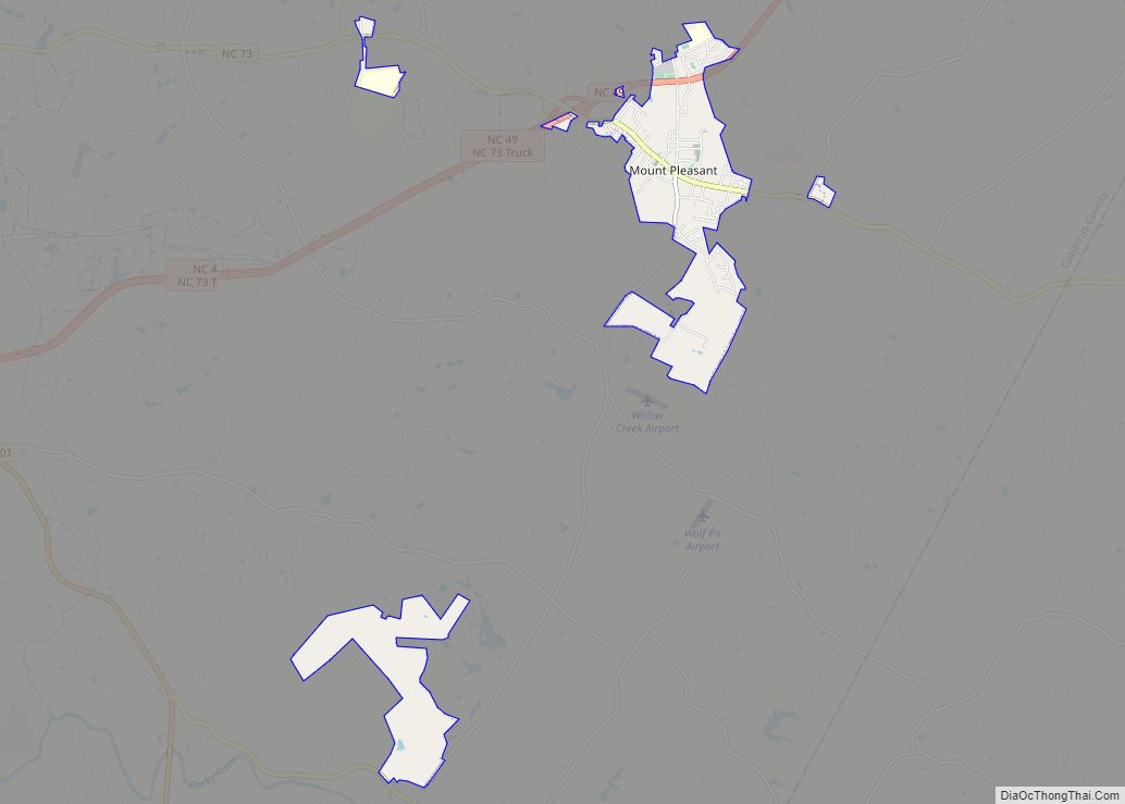 Map of Mount Pleasant town, North Carolina