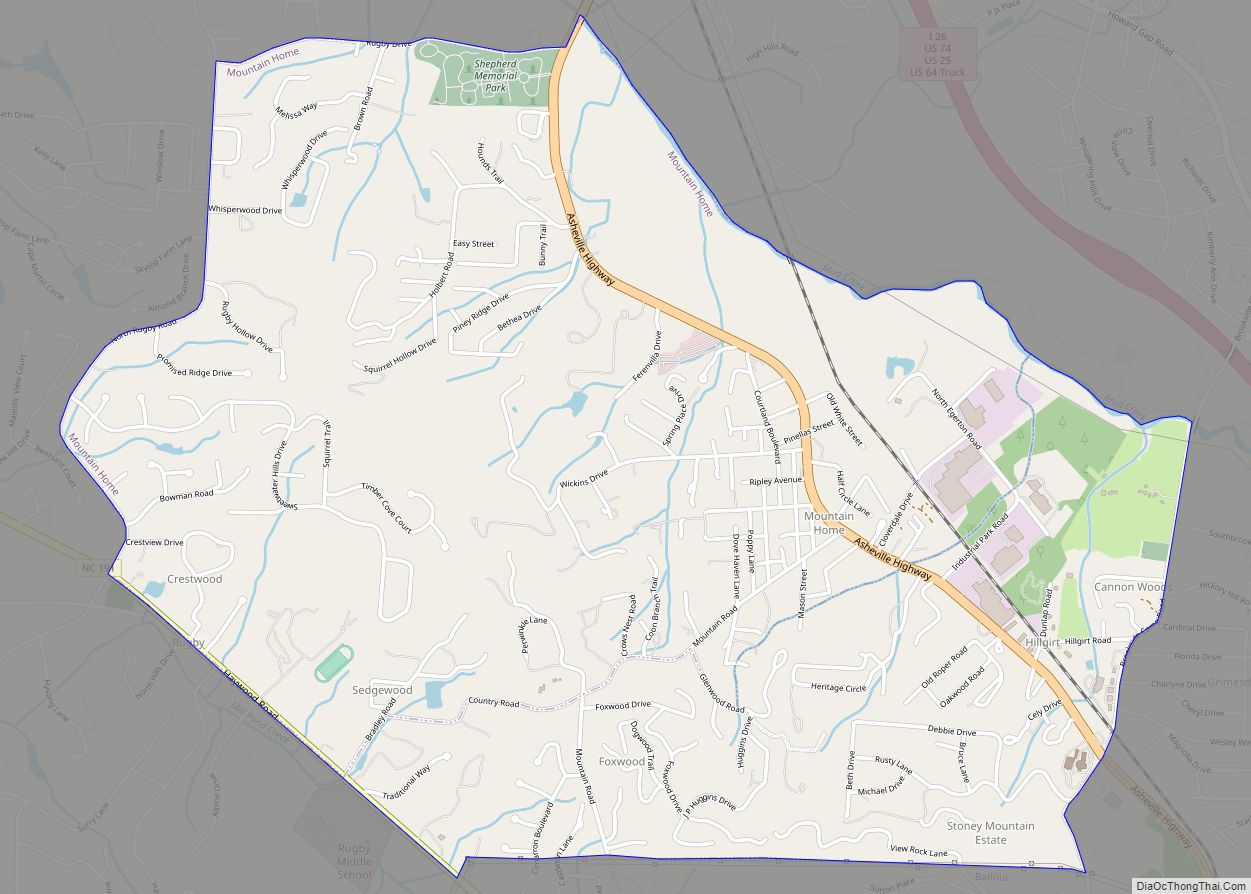 Map of Mountain Home CDP, North Carolina