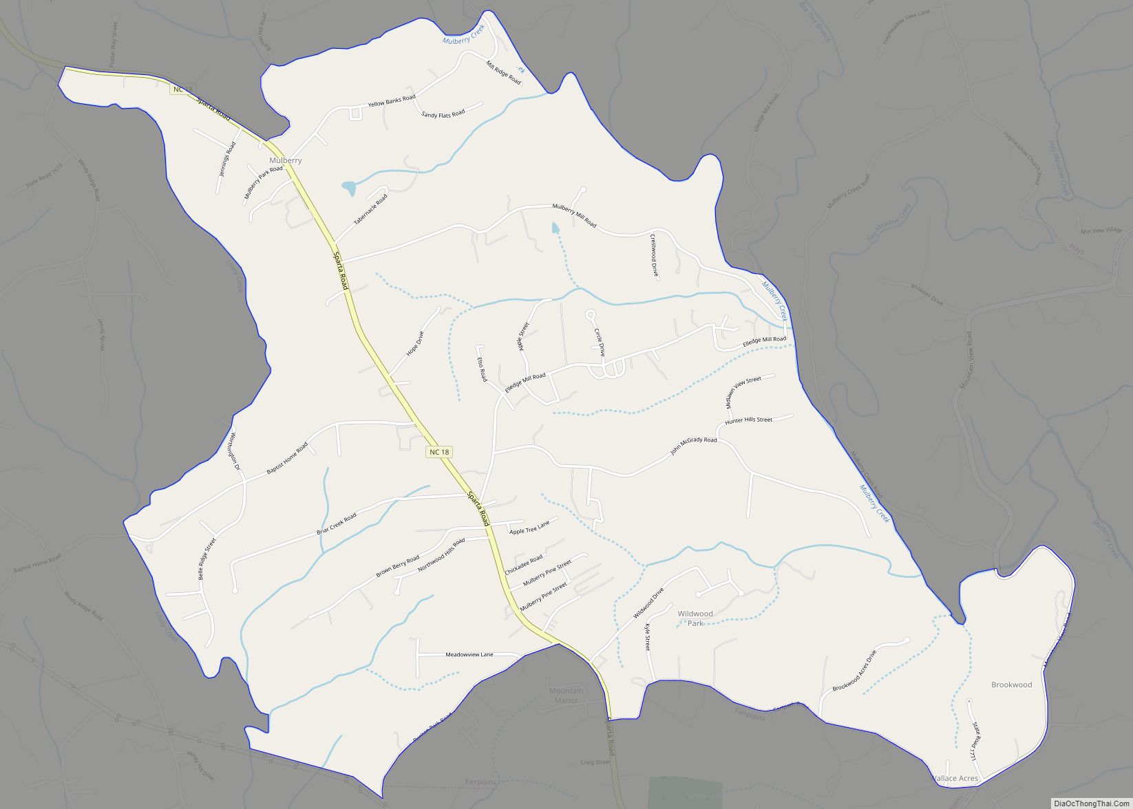 Map of Mulberry CDP, North Carolina