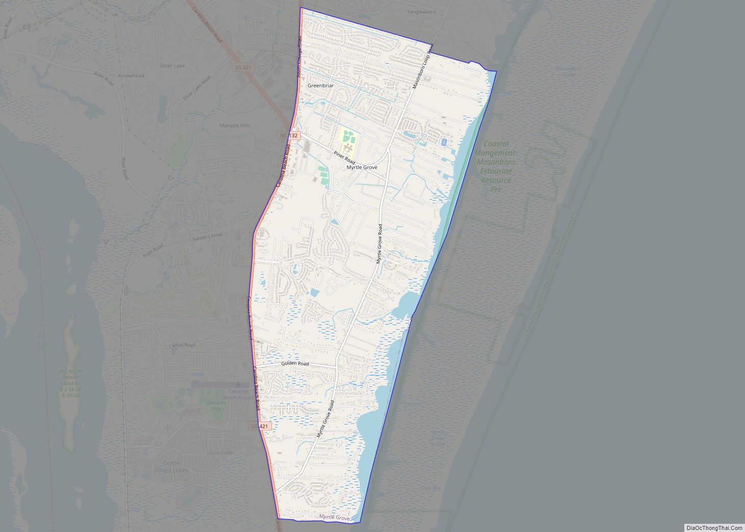 Map of Myrtle Grove CDP, North Carolina