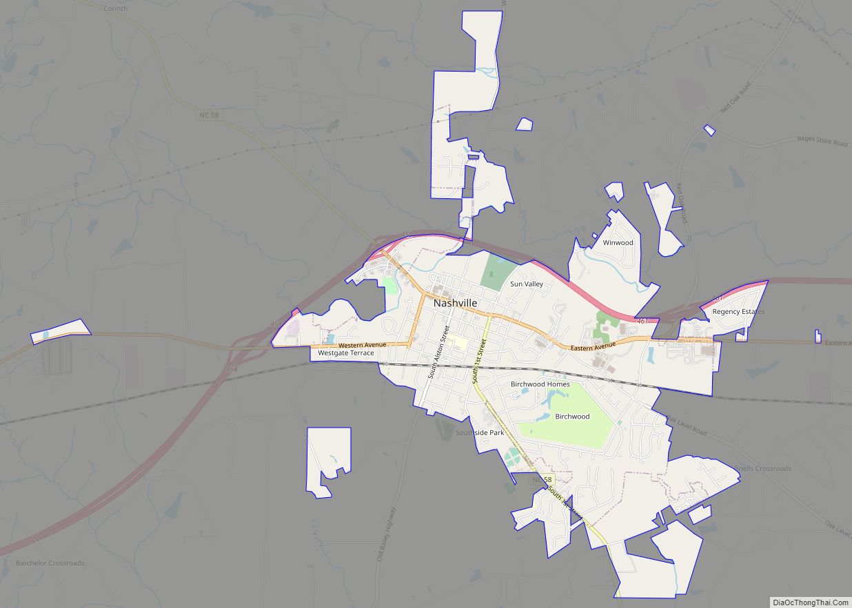 Map of Nashville town, North Carolina