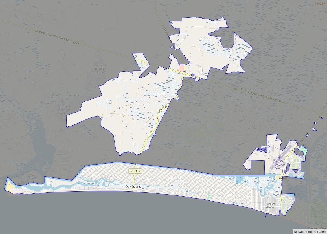 Map of Oak Island town, North Carolina