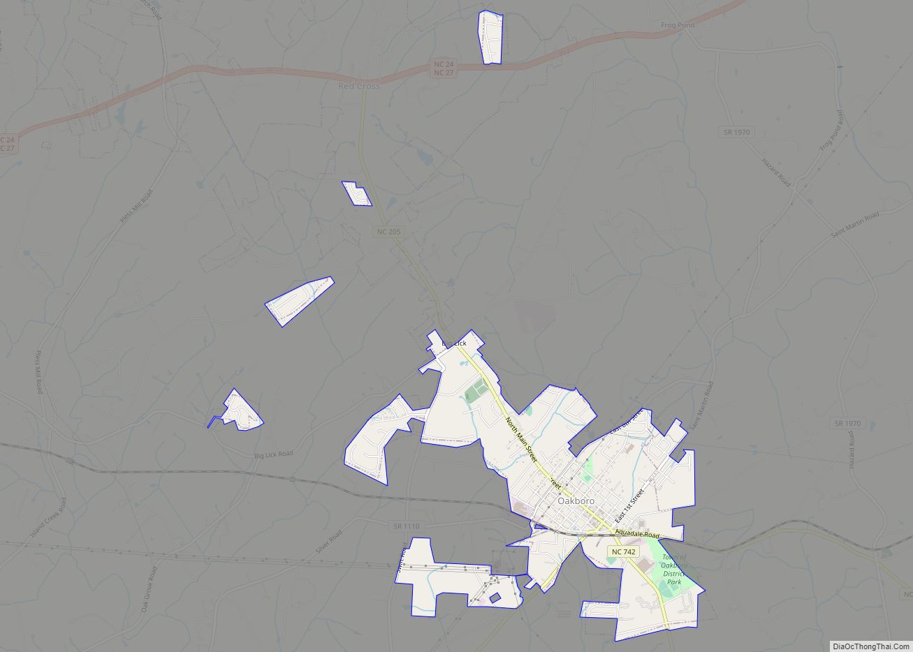 Map of Oakboro town