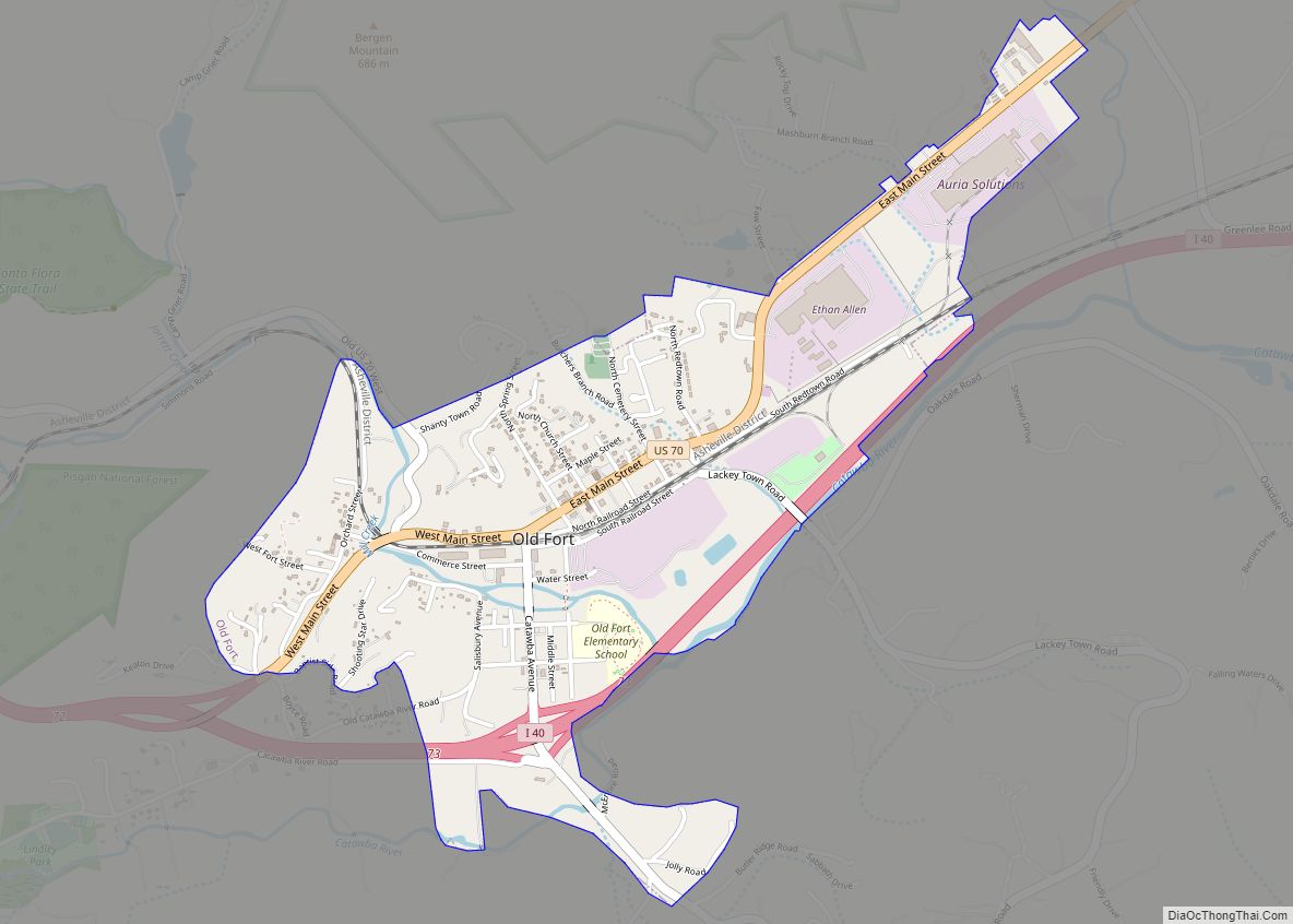 Map of Old Fort town, North Carolina