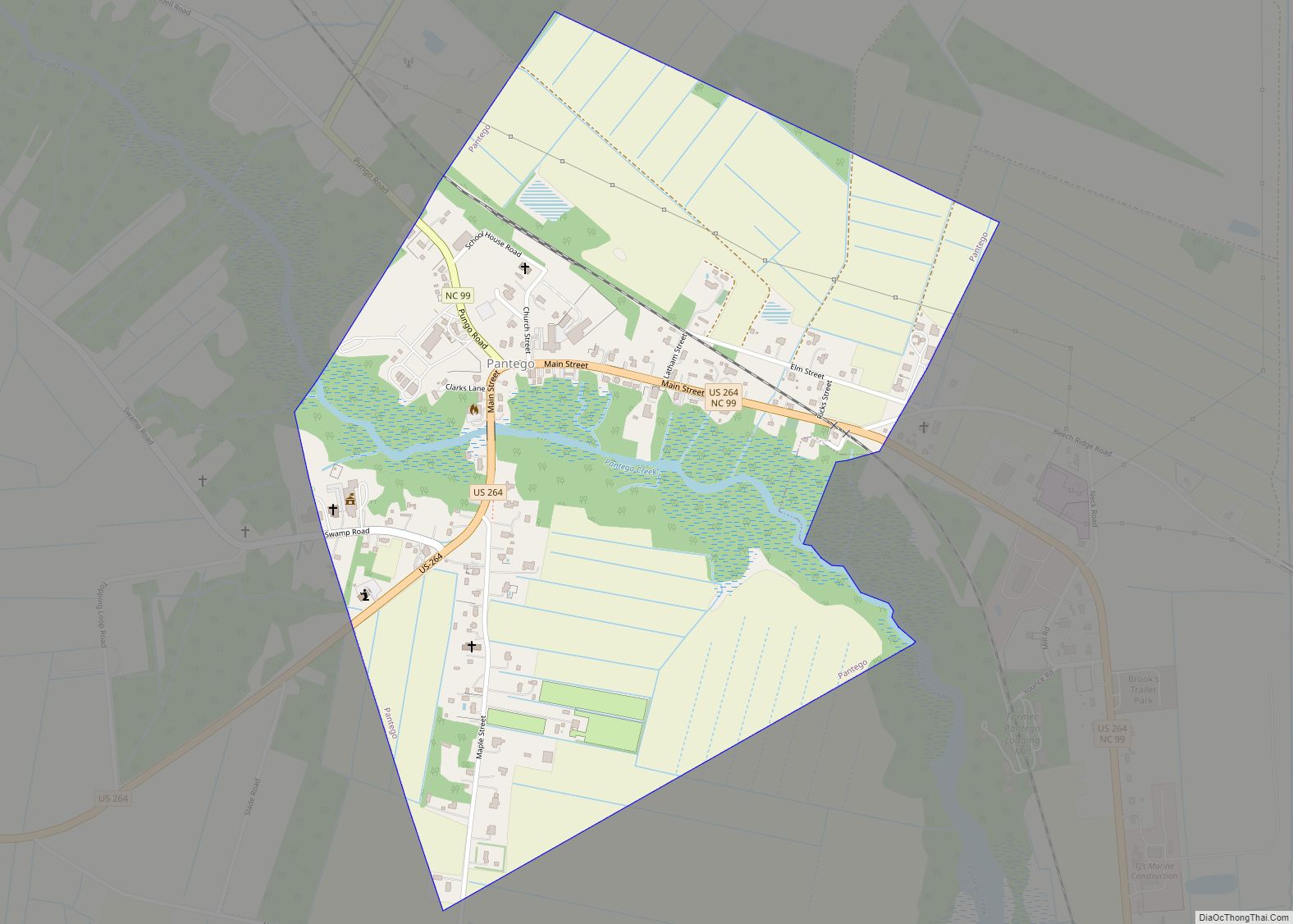 Map of Pantego town, North Carolina