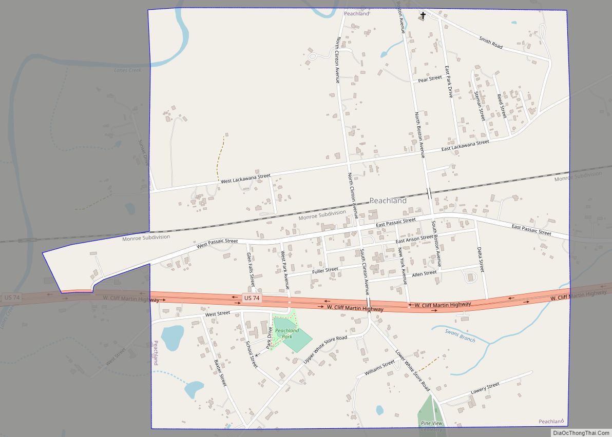 Map of Peachland town