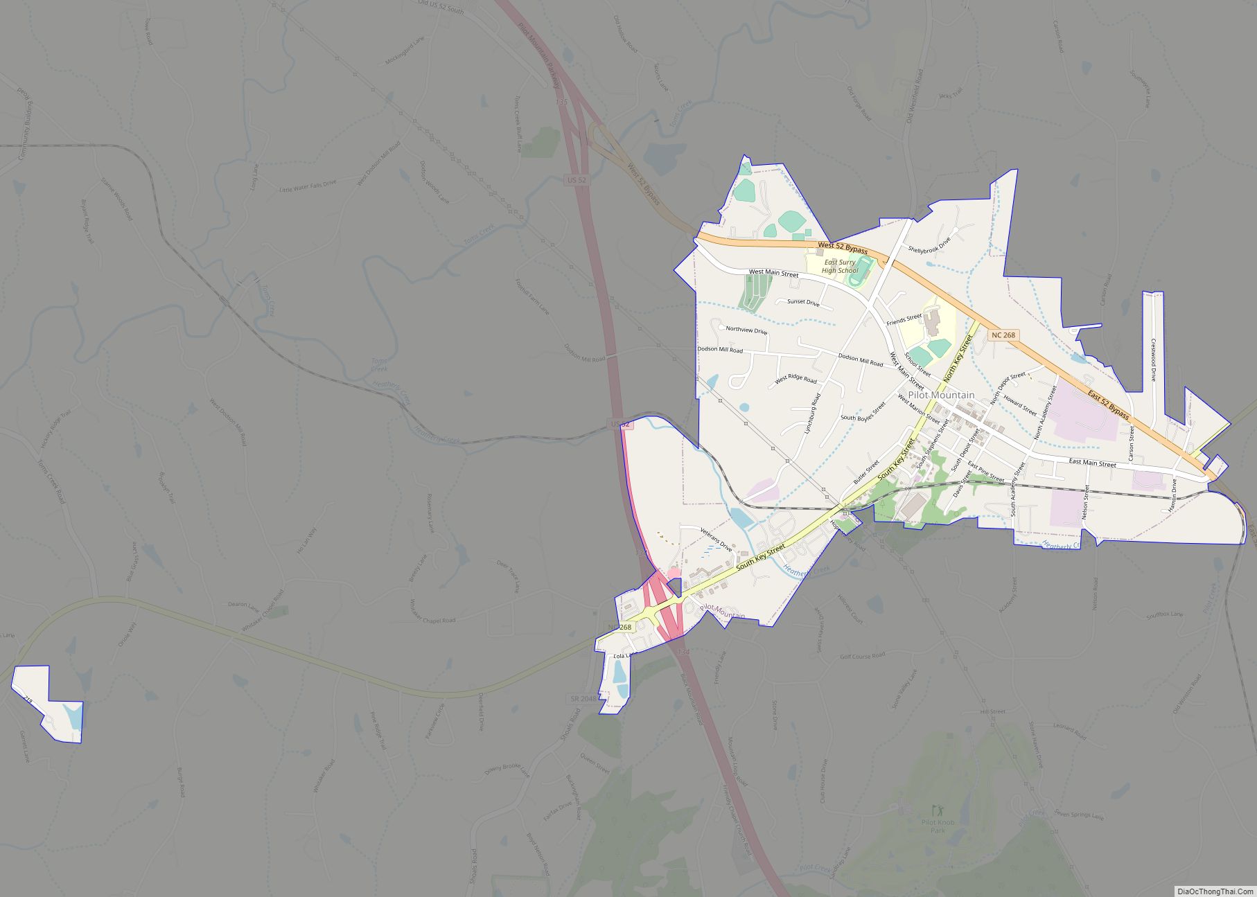 Map of Pilot Mountain town