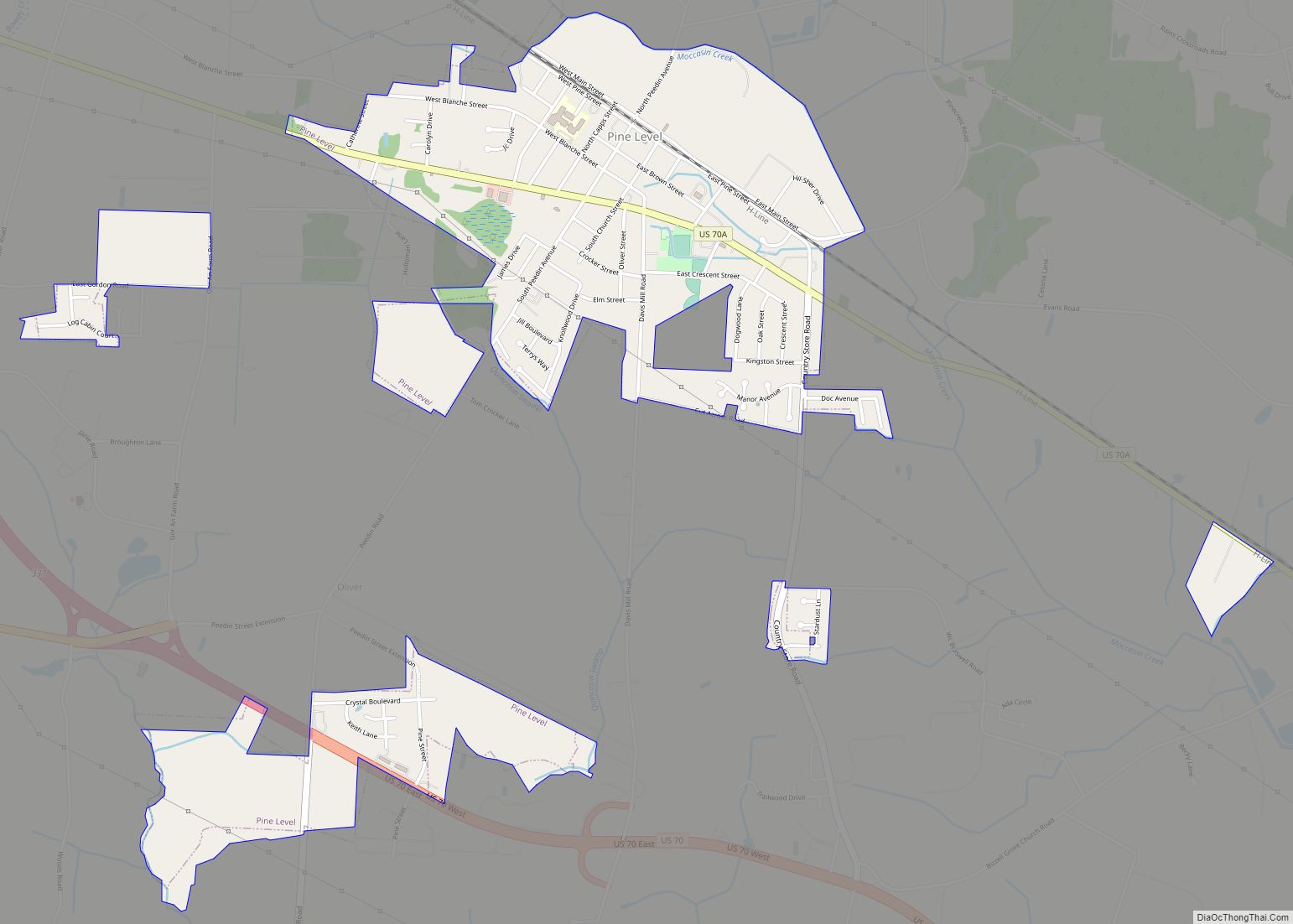 Map of Pine Level town, North Carolina
