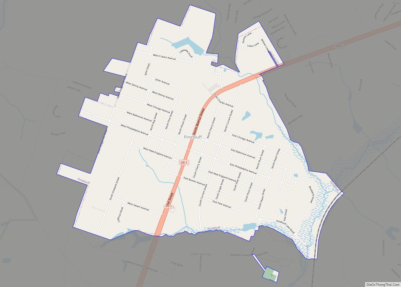 Map of Pinebluff town