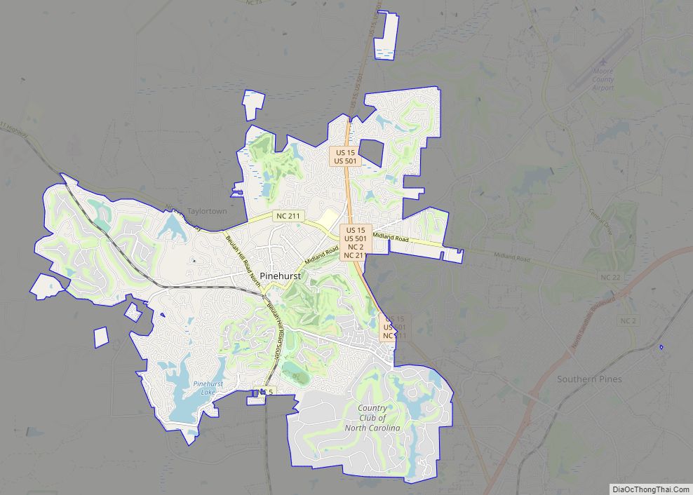 Map of Pinehurst village, North Carolina