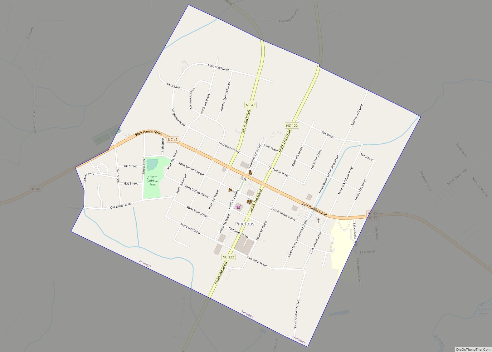 Map of Pinetops town