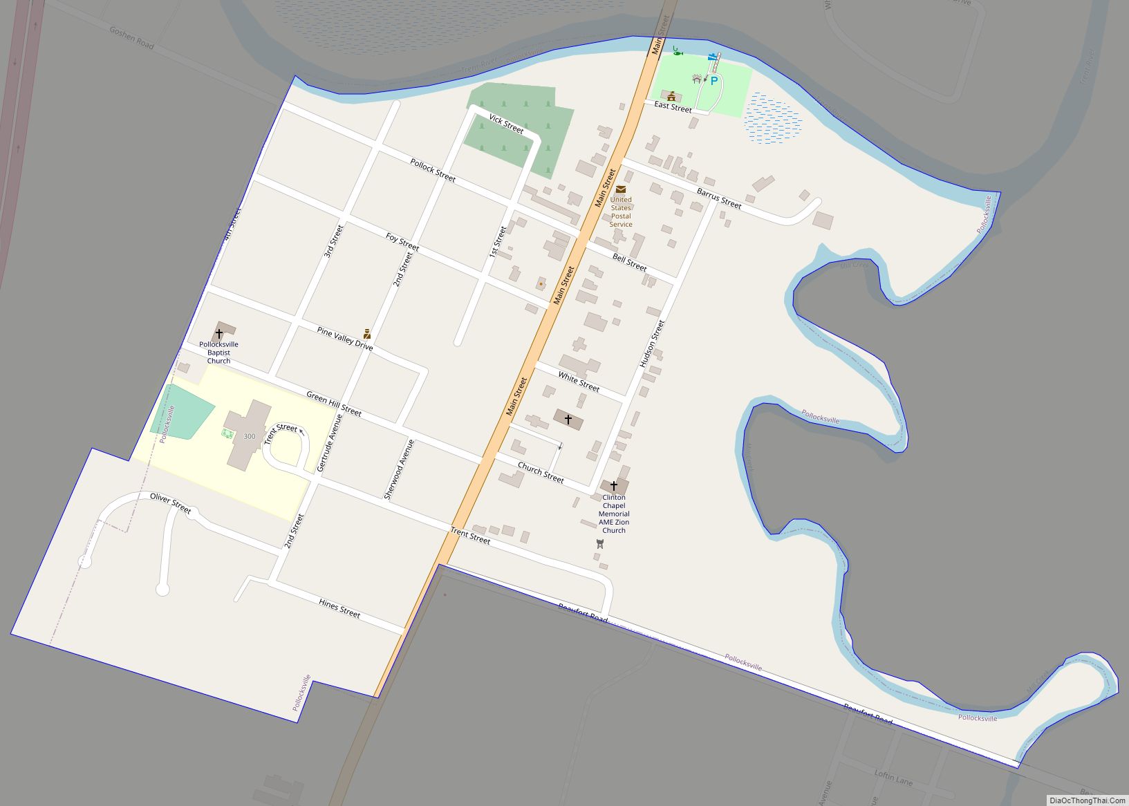 Map of Pollocksville town