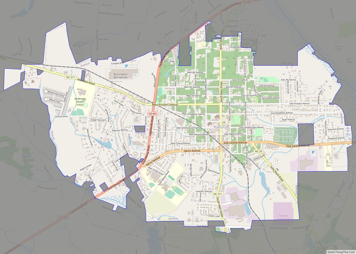 Map of Raeford city - Thong Thai Real