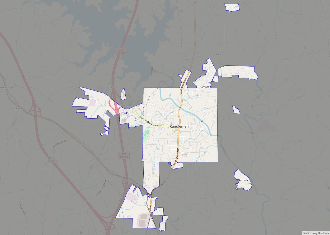 Map of Randleman city