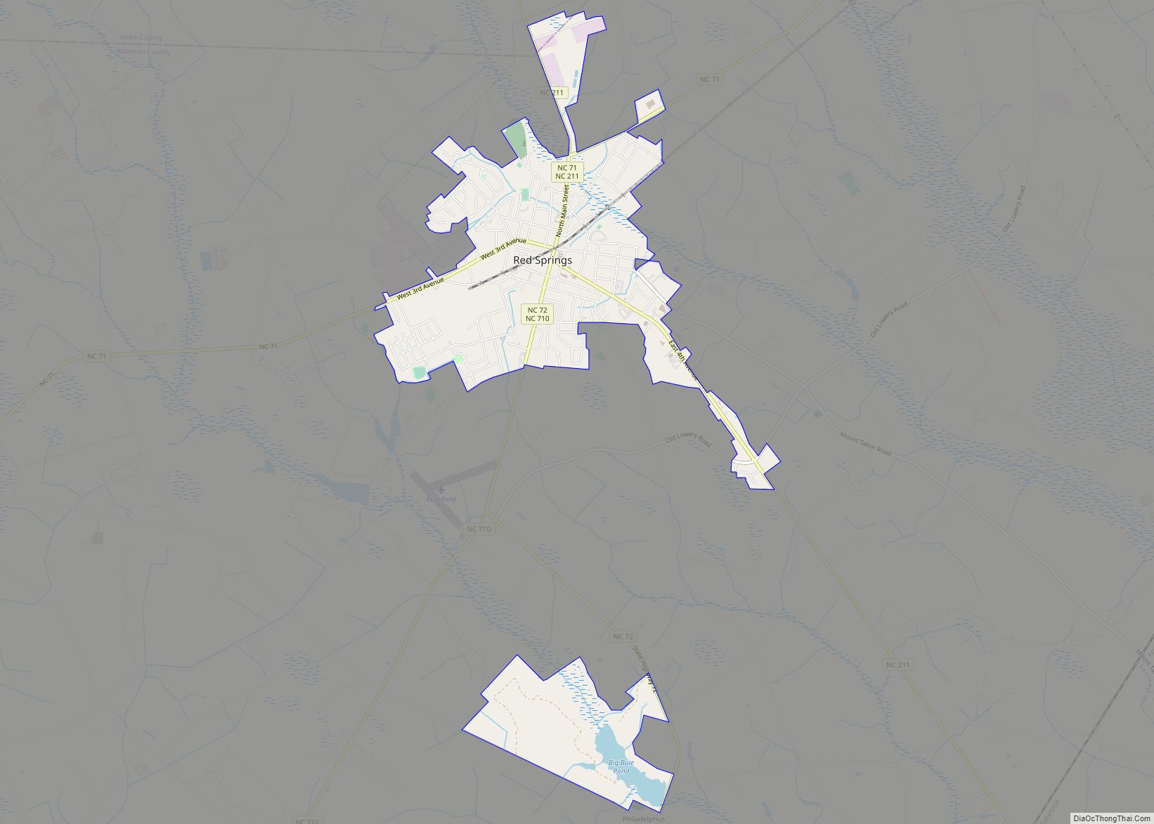 Map of Red Springs town