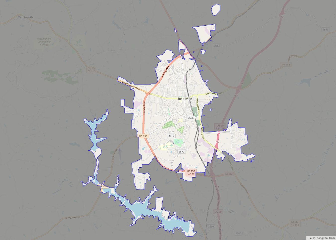 Map of Reidsville city, North Carolina