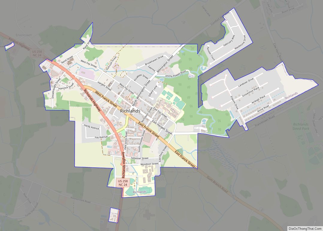 Map of Richlands town, North Carolina