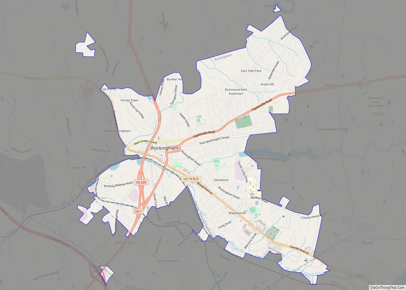 Map of Rockingham city, North Carolina