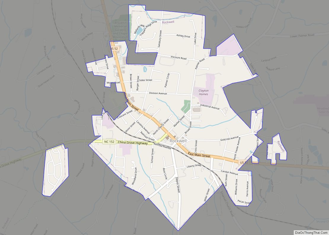 Map of Rockwell town, North Carolina