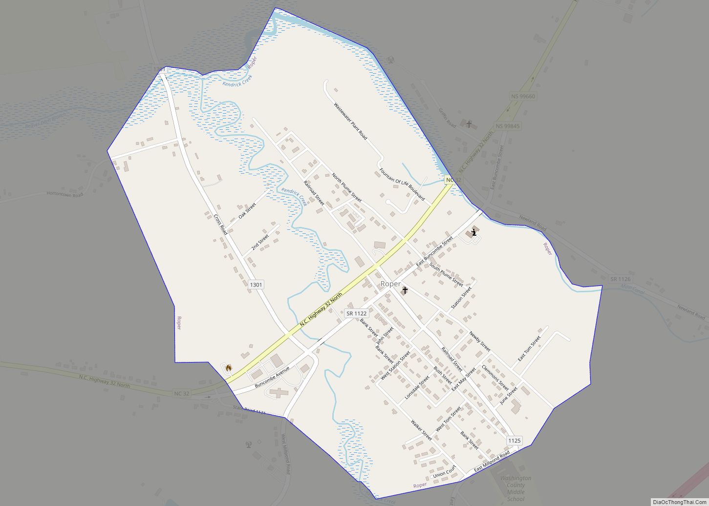 Map of Roper town