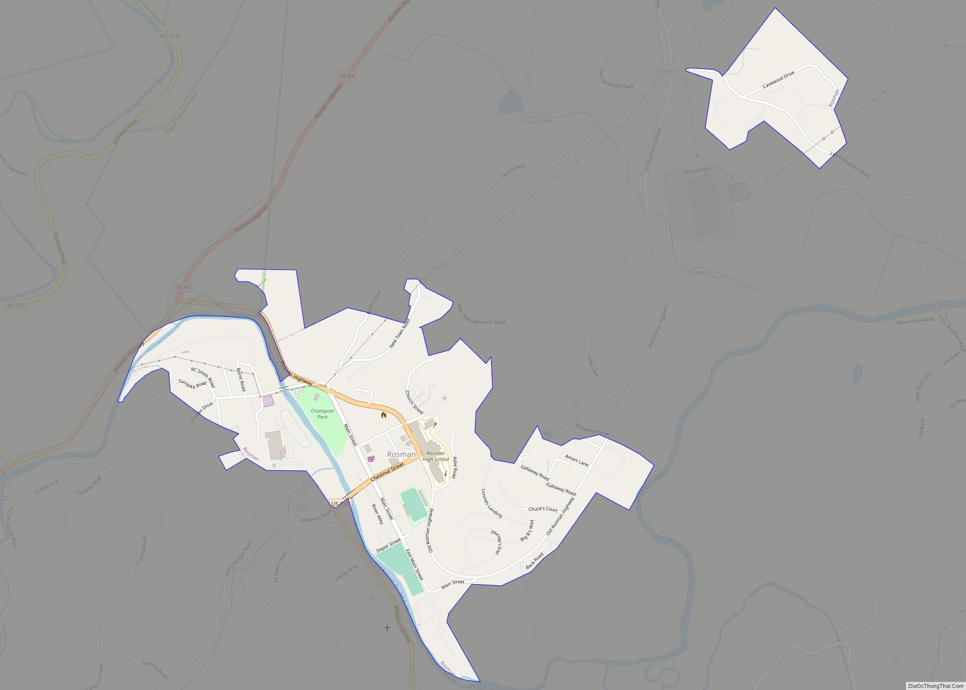 Map of Rosman town