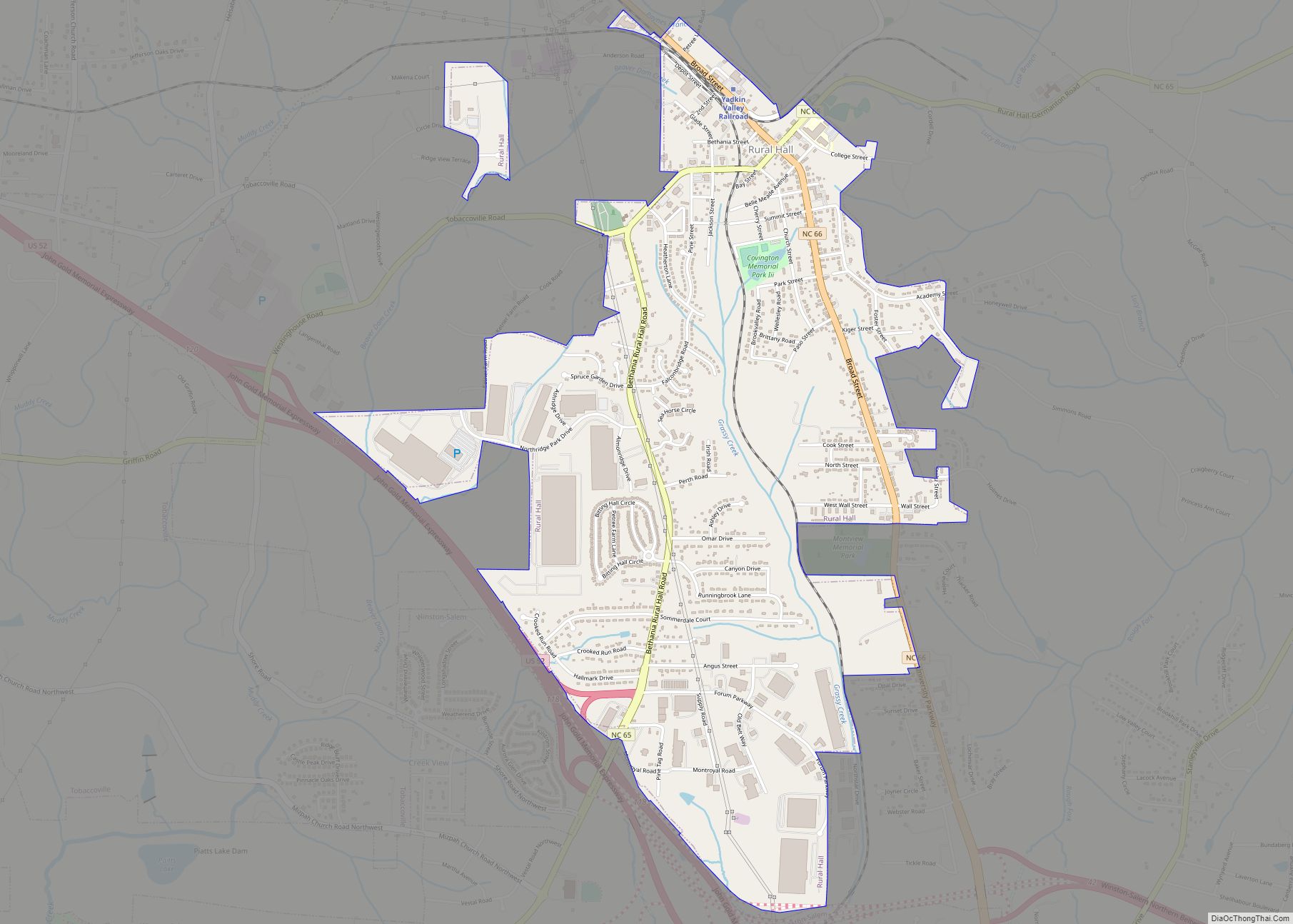 Map of Rural Hall town