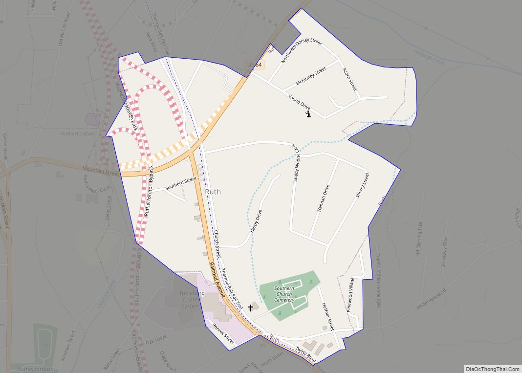 Map of Ruth town, North Carolina