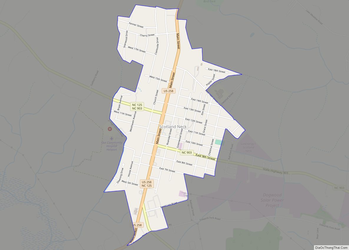 Map of Scotland Neck town