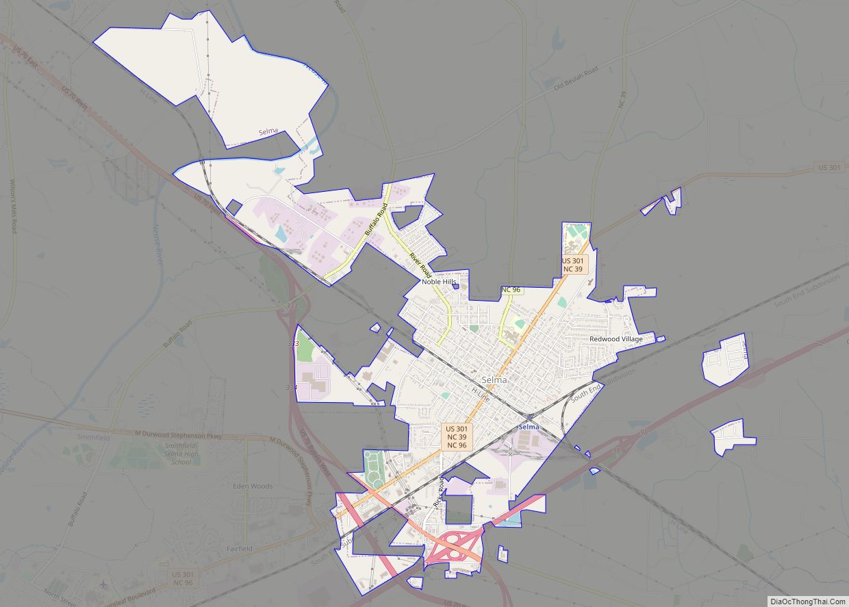 Map of Selma town, North Carolina