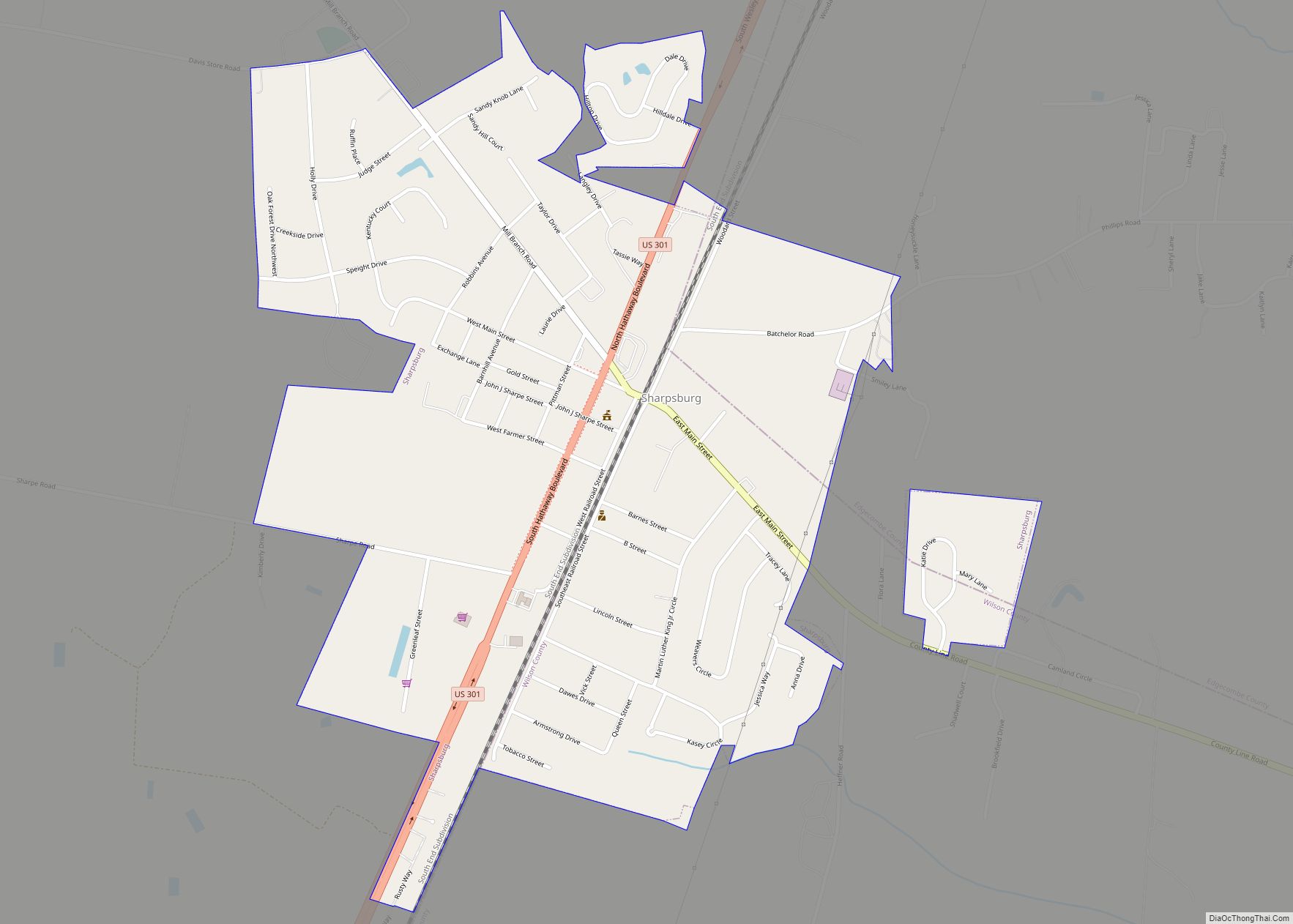 Map of Sharpsburg town, North Carolina