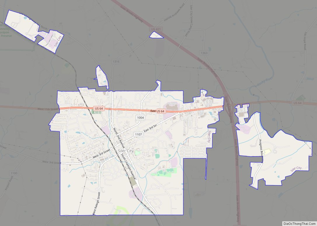 Map of Siler City town