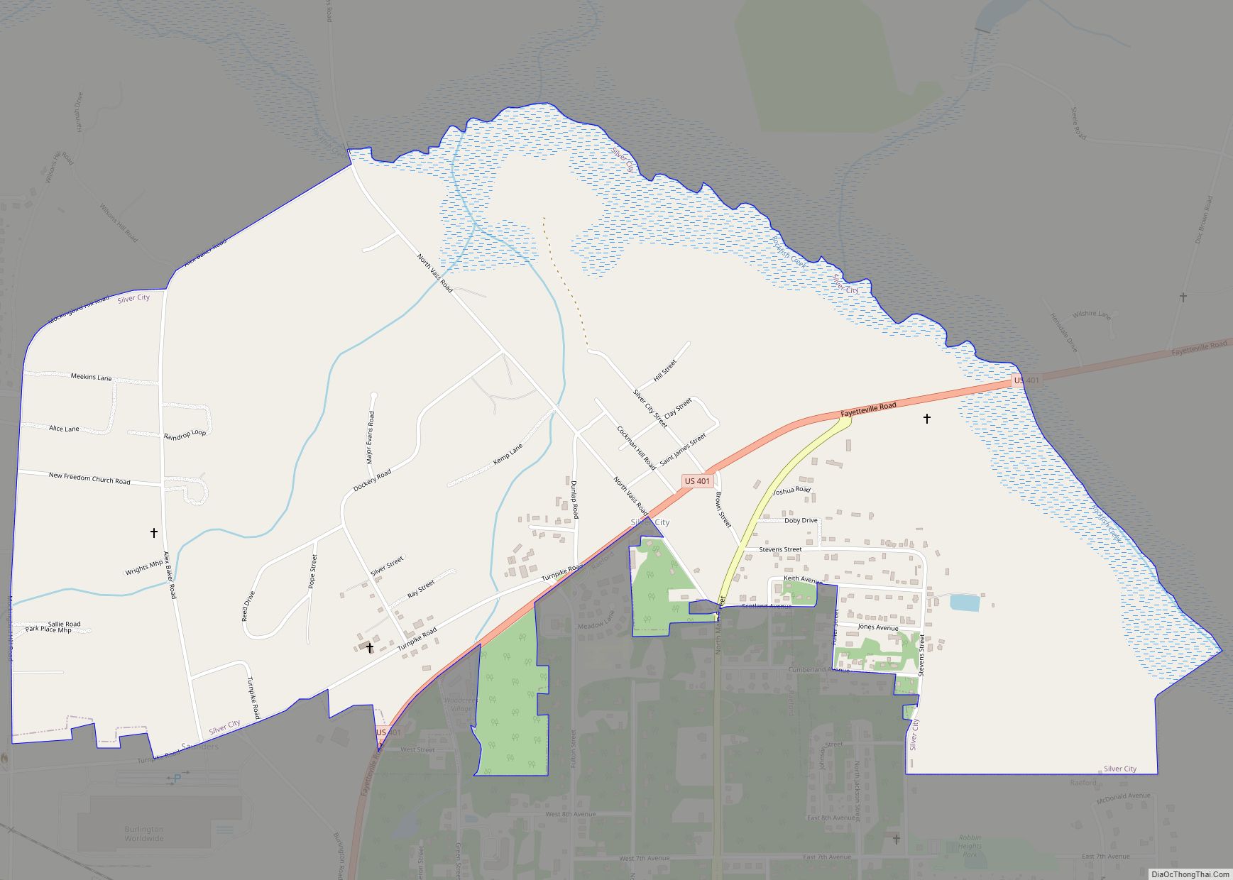 Map of Silver City CDP, North Carolina