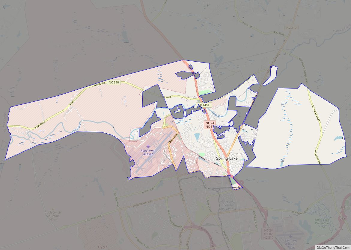 Map of Spring Lake town, North Carolina