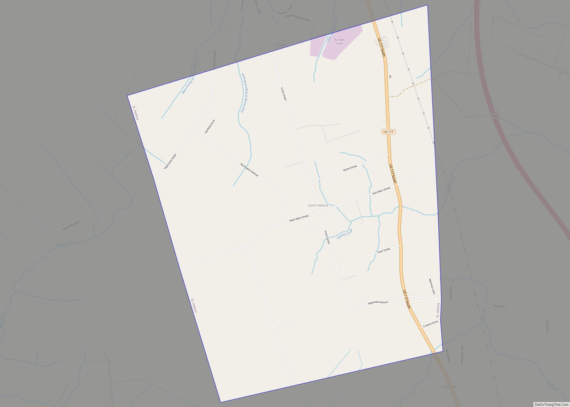 Map of St. Helena village, North Carolina