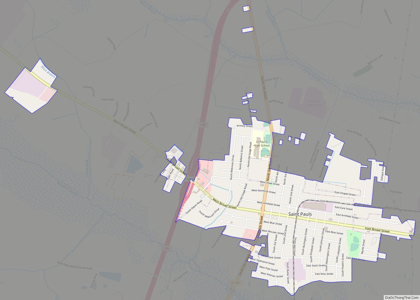 Map of St. Pauls town