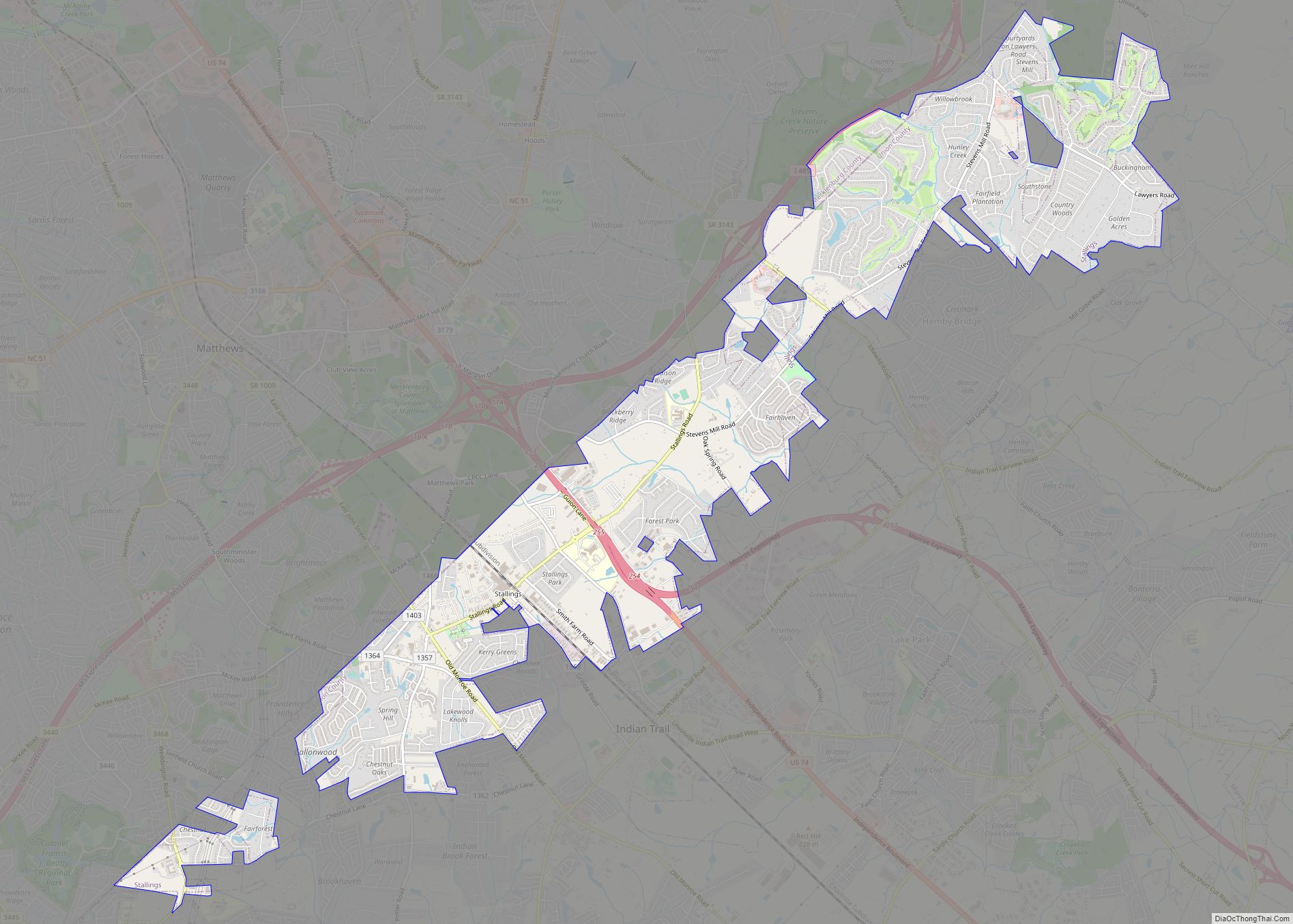 Map of Stallings town