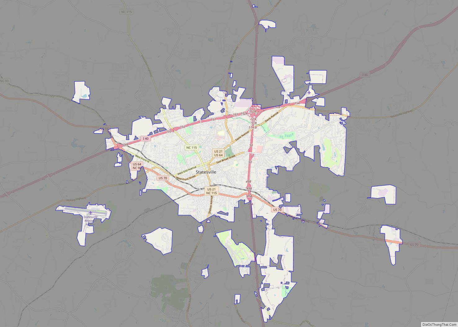 Map of Statesville city