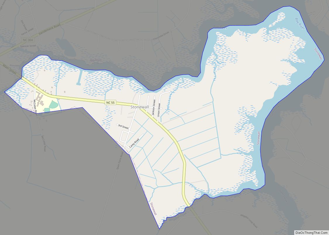 Map of Stonewall town, North Carolina