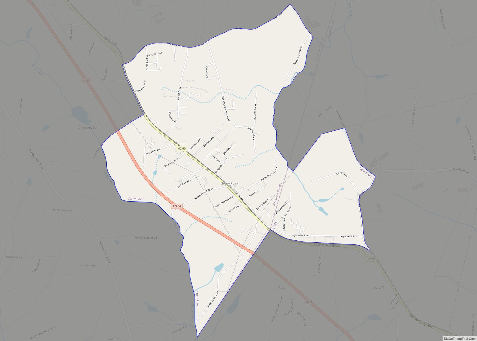 Map of Stony Point CDP, North Carolina